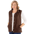 Collections Etc Womens Snap Front and Cinch Back Sleeveless Vest Chocolate Large